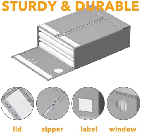 SpaceAid 9 Pack Bed Sheet Organizers and Storage, Foldable Sheet Organizer with Window for Linen Closet, Set Folder Keeper for Queen & King Size Bedding Storage (Gray) - Image 6