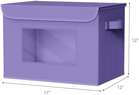 Univivi Fabric Foldable Storage Bins with Lids, 4 Pack, Purple - Image 2