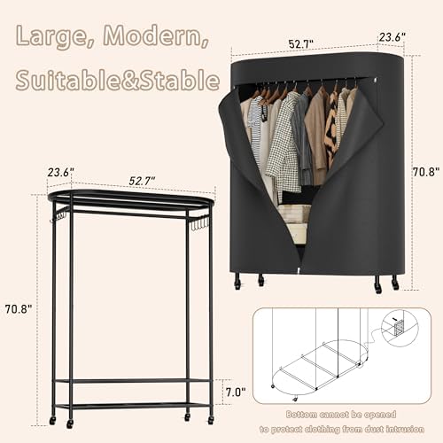 BACEKOLL Clothes Rack with Cover Heavy Duty Rolling Portable Closet 380LBS - Image 3