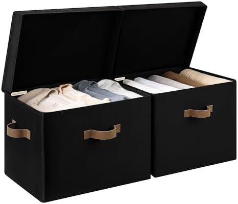 StorageWorks Fabric Storage Bins with Lids, Closet Storage Bins by StorageWorks