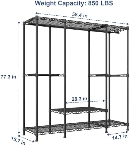 Ulif E3 Heavy Duty Garment Rack 4-Tier Freestanding Closet Organizer System - Image 3