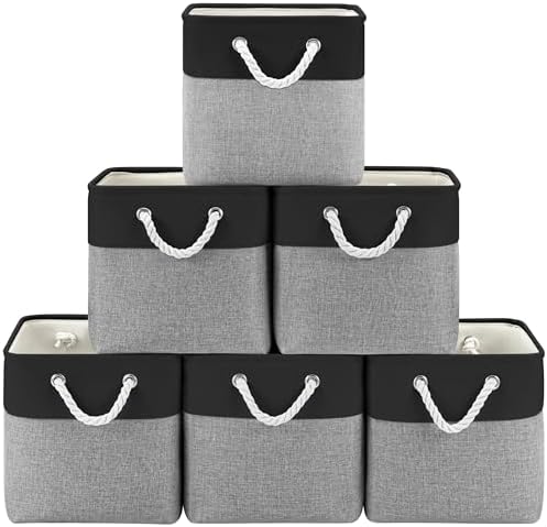 Patvingot 11-Inch Fabric Cube Storage Bins with Handles,6 Pack,Foldable by Patvingot