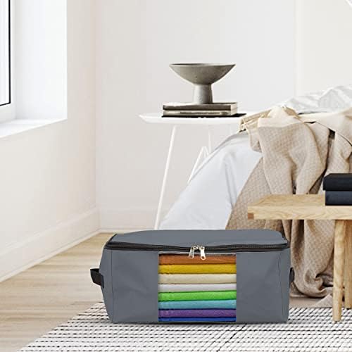 Covers & All Storage Bags, 90 litres Large size Space Saver bags Heavy Duty Storage Organizer Multipurpose, 12 Oz Waterproof UV-Resistant & Tear-Proof (Pack of 10, Grey) - Image 5