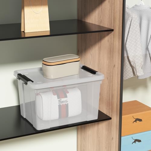 Set of 4 Storage Bins with Wheels, 23 L Clear Latch Boxes with Lids - Image 7
