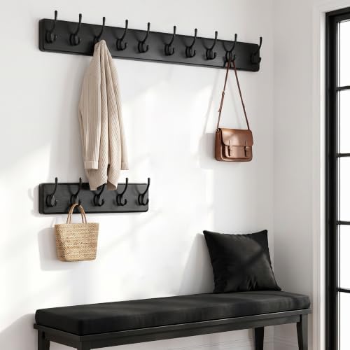 WEBI Coat Rack Wall Mount,38 9/16" Long,10 Hooks,Coat Hooks Wall Mounted Large Coat Hanger Wall Hooks for Hanging Coats,Clothes,Jacket,Hats,Entryway,Black - Image 5