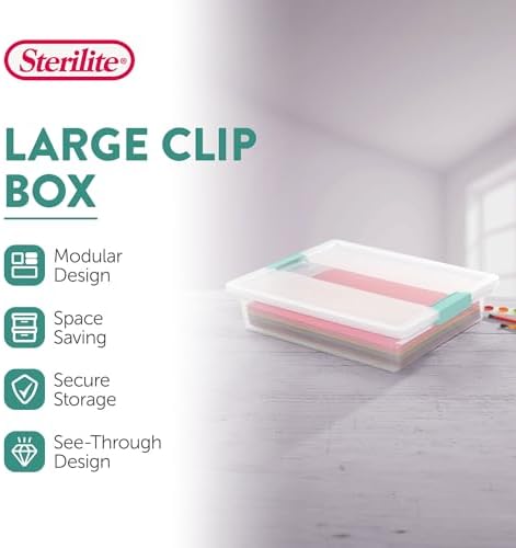 Sterilite Clip Box, Stackable Clear Plastic Bins- Large, 12-Pack - Image 2