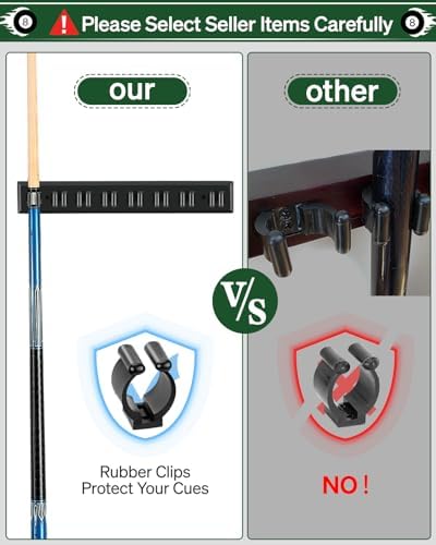 EXTCCT Wall Mount Pool Stick Holder - Billiards Pool Cue Rack, 8-Cue Black - Image 3