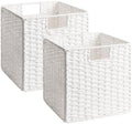 StorageWorks 11 inch Cube Storage Bin, White Storage Cubes, Wicker Baskets by StorageWorks