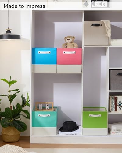 Cube Storage Bins | 13"x15"x13", Macaron & White, 4 Pack - Image 6