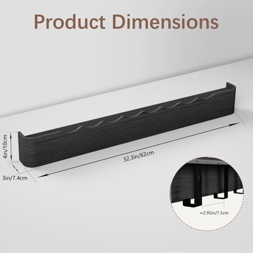 Coat Rack Wall Mount with Hidden Hooks, Wall Hooks with Shelf, Wall Key Holder Mount Wooden Shelf Entryway Hooks for Bedroom Bathroom for Hanging Coats Hats Bags Towels (Black Wave-Shape, 8 Hooks) - Image 2