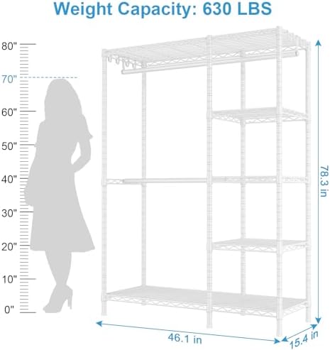 Ulif F2 Clothes Rack, 5 Tiers Heavy Duty Garment Rack for Bedroom - Image 3