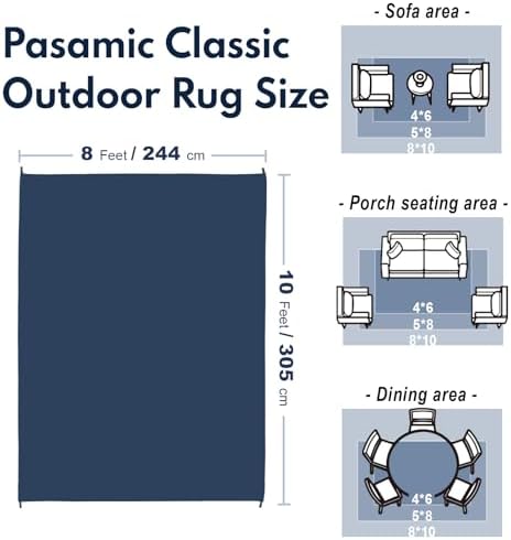 PASAMIC 8x10ft Outdoor Rug Waterproof, Reversible Plastic Straw Outdoor Patio Rug Clearance, Portable Indoor Outdoor Carpet for Patio, RV, Deck, Balcony, Backyard, Picnic, Beach, Mosaic Gray - Image 2