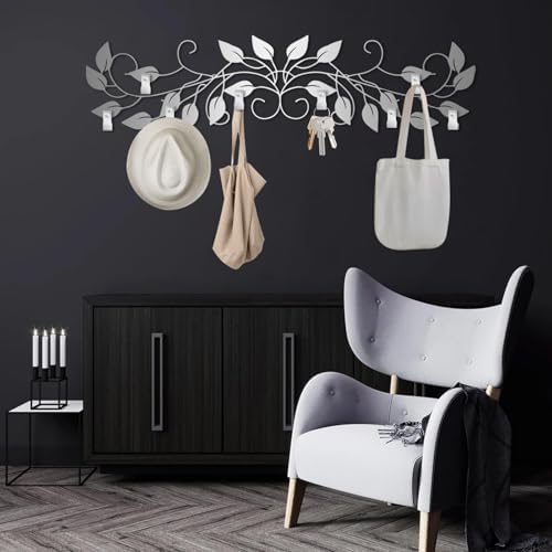 Leaf Vine Coat Rack, Tree Branch Wall Mount, Rustic Botanical Wall Decor, Nature Coat Hanger for, Hats, Bags, Keys, Farmhouse Home Decor for Entryway, Mudroom, Hallway (Black, 24" L x 6" W) - Image 7