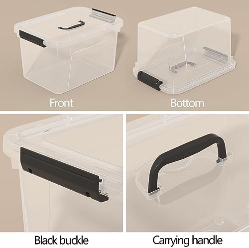 12 Qt Clear Tote Box, Plastic Storage Bin with Lid & Handle Set of 6 - Image 3