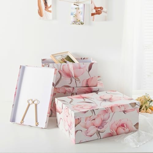 Soul & Lane - Peonies Paradise Decorative Storage Boxes with Lids, Set of 3 - Image 7