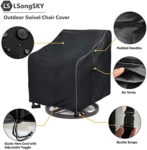 Outdoor Swivel Lounge Chair Cover 2 Pack,Waterproof Heavy Duty Patio Chair Covers,Patio Rocking Chair Covers for Outdoor Furniture,(30 W x 34 D x 38.5 H inches),Black - Image 4