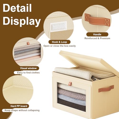 Tuza 4 Pack Foldable Storage Bins - Fabric Decorative Storage Boxes with Handles & Window, Collapsible Organizer for Closet, Shelf, Dorm Room - Image 5