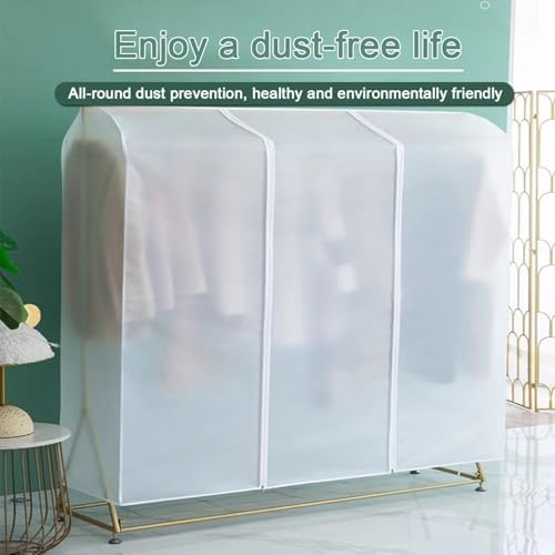 Clothes Rack Cover, Garment Bags, Coat Covers for Closet, Garment Bags for Storage Suits, T-Shirts, Jackets and Coats(White,200x50x150cm 9x20x59in) - Image 3