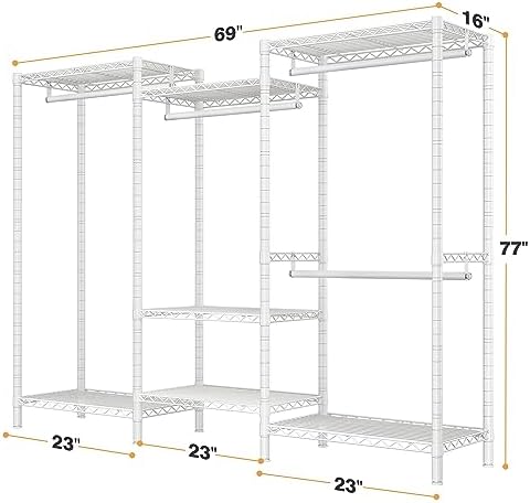 Raybee Clothes Rack, Freestanding Closet Storage System, 4 Rods 7 shelves - Image 7