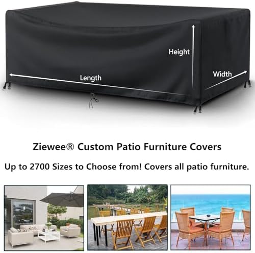 Outdoor Patio Furniture Covers Waterproof 104" L x 64" W x 40" H Rectangular Outdoor Table and Chair Set Cover 600D Wind Dust Proof Anti-UV Durable Patio Sectional Couch Cover 260x160x100cm - Image 2