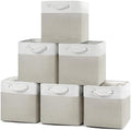 Posprica 11×11 Storage Cubes, Collapsible Storage Bins Organizer for Closet, Fabric Storage Box with Cotton Rope Handles, Decorative Storage Baskets for Shelves, set of 6 - White/Coffee by Posprica