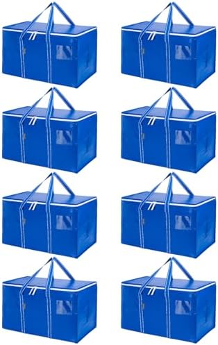BALEINE 8-Pack Oversized Moving Bags with Reinforced Handles, Heavy-Duty Storage Tote for Clothes, Moving Supplies (Royal Blue, 8-Pack) by BALEINE