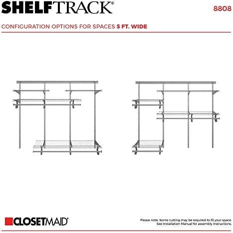 ClosetMaid ShelfTrack Wire Closet Organizer System, Adjustable from 4 to 6 Ft., with Shelves, Clothes Rods, Hardware, Durable Steel, Satin Chrome - Image 5