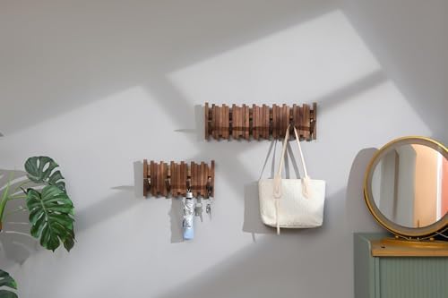 Hardwood Wall Mounted Piano Coat Rack| Flip Down Wall Hook Rack 6 Hooks|Heavy Duty Coat Hooks.Made of Black Walnut.Wall Art - Image 6