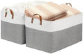 DULLEMELO Extra Large Storage Baskets for Organizing 22"x15"x13" Foldable Fabric Storage Baskets Organizer Bins with Handles Large Storage Basket for Shelves Closet Toys Books (White&Grey) by DULLEMELO