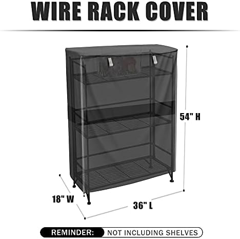 Wire Shelf Cover 36" W x 18" D x 54" H, 600D Zippered Storage Rack Cover - Image 3