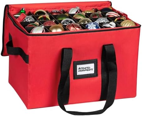Christmas Ornament Storage Container,Box Stores Up to 96, Adjustable Dividers, Large Organizer Bin to Protect and Store Holiday Décor by HOLDN%E2%80%99STORAGE