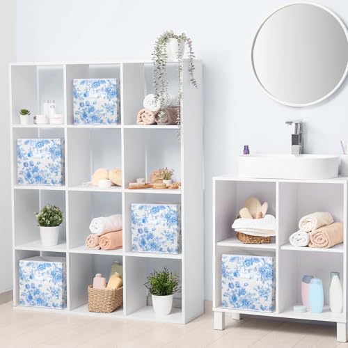 Geelin 6 Pcs Blue Floral Cube Storage Bins 11 Inch Storage Basket - Image 5