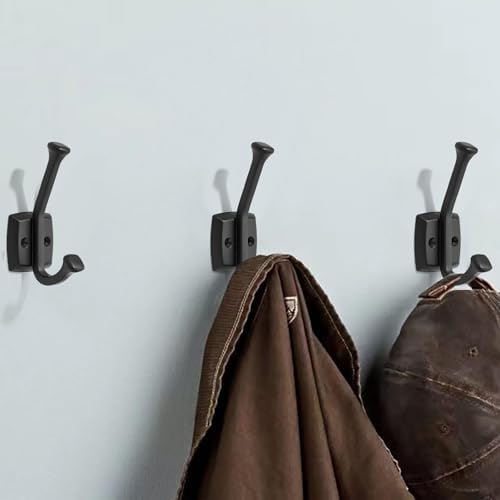 10 Pack 4-3/4 inch Black Coat Hooks, Wall Mounted with Screws Suitable for Hanging Keys, Bath Towel, Bags, Hats, etc. Square Zinc Alloy mudroom Hooks - Image 4