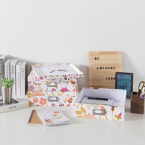Soul & Lane - Keepsake Storage Boxes with Lids, Set of 3, Floral Collage - Image 5