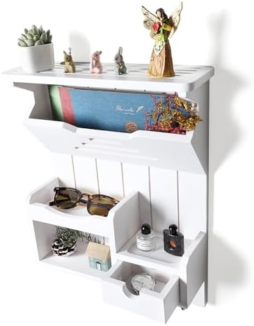 DOPACE Handcrafted Pine Wood Mail Organizer & Key Holder, White - Image 4