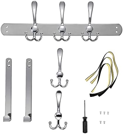 LYLIN Over The Door Hook, TEKI 5 Tri Hooks for 1.6” Thick Door, Over The Door Hook Hanger, Heavy Duty Over Door Rack for Hanging Coats Clothes Hats Robes Towels (Silver, 1.6”) - Image 6