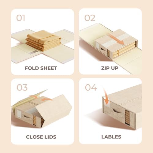 Sheet Organizers and Storage for Linen Closet, 12Pack Beige - Image 7
