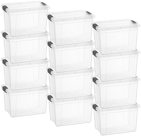 Superio 2.5 Quart Clear Plastic Storage Boxes with Lids, Stackable Organizer Containers, BPA-Free Storage Bins for Home, Office, School & Dorm, 12 Pack by Superio