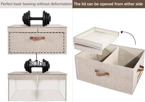 StorageWorks Large Decorative Storage Boxes with Lids, Light Brown - Image 3