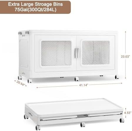 BROVIEW 300 Qt/75 Gal Stackable Storage Bins with Lids, 1 Pack, White - Image 2