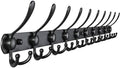 Dseap Coat Rack Wall Mount - 38” Long 10-Tri-Hooks Heavy Duty Coat Hanger Rail Wall Hooks for Hanging Coats Hats Clothing Clothes Purse Mudroom Entryway, Black by Dseap