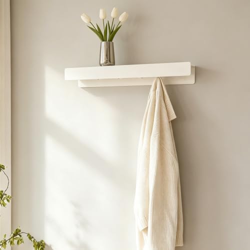 Coat Rack Wall Mount, 2-in-1 Wall Floating Shelf with 8 Hidden Coat Hooks by Unknown