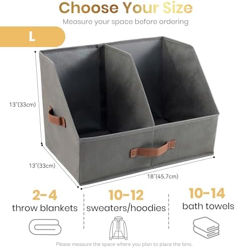 Closet Organizers Storage, Large Collapsible Bin 4pc, Dark Gray - Image 2