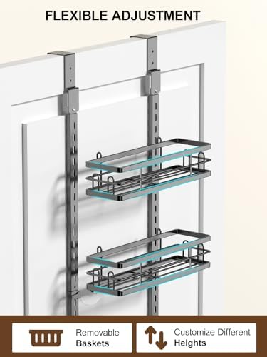 Delamu 9-Tier Over the Door Pantry Organizer, Adjustable Pantry Door Organizers and Storage, Metal Hanging Basket Wall Spice Rack Seasoning Organizer, Door Organizer Kitchen Bedroom Bathroom,12"Black - Image 6