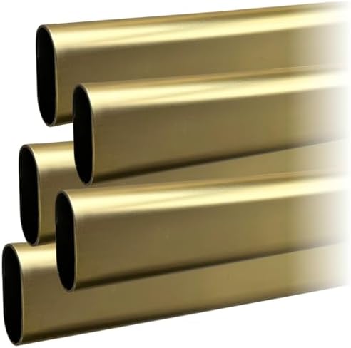 94" Satin Brass Oval Closet Rod | Heavy Duty Wardrobe Clothes Pole | 5 Pack by Desunia
