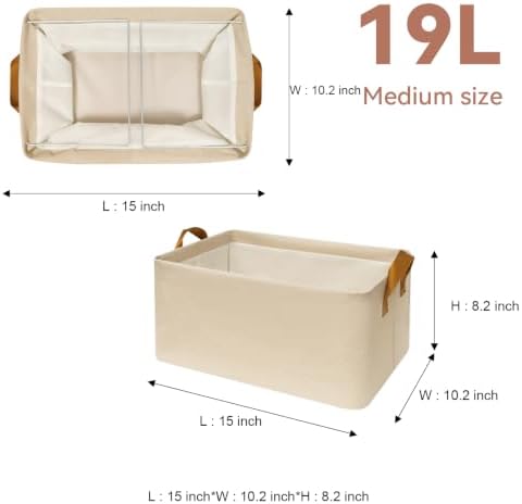 SNWDN 6 Pack Closet Cloth Storage Bins with Handles (Beige 15''L x 10.2''W x 8.2''H) - Image 2