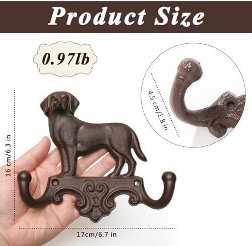 Wall Mounted Hooks 2 Cast Iron Hooks Dog Leash Holder for Wall Vintage Towel Hook Old Farmhouse Sculpture Home Decor - Image 6