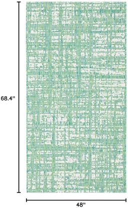 SAFAVIEH Washable Rug Outdoor Courtyard Collection - 4' x 5'7", Green Blue & Ivory, Non-Shedding & Easy Cleaning, Ideal for Patio, Backyard, Mudroom (CY8451-55721) - Image 2