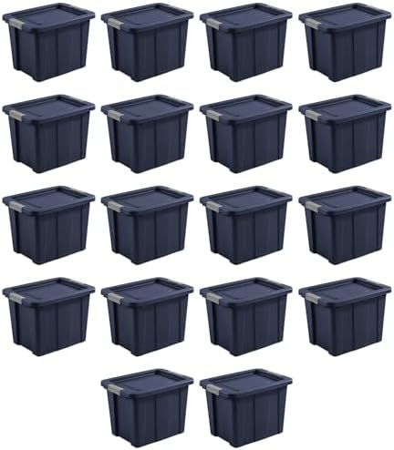 Sterilite 18-Pack Storage Bins with Lids, Heavy Duty Totes, Tuff1, 18 Gallon, Dark Indigo by Sterilite