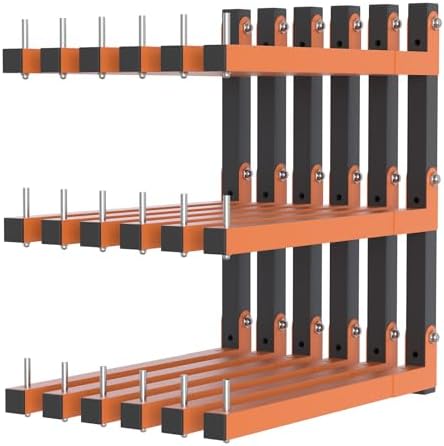 Lumber Rack Wall Mount, Lumber Storage Rack, Heavy Duty Wood Storage Racks with 9-Level System, 1080 lb Substantial Garage Wood Organizer, Orange Lumber Metal Racks for Indoor and Outdoor (6 PACK) by Riciakik